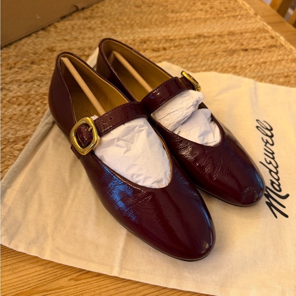 Madewell Burgundy Loafers with Gold Buckle